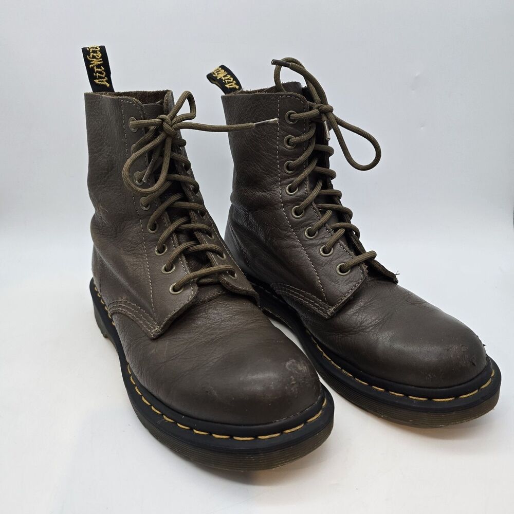 Dr. Martens 1460 Pascal Leather Boots 8 Eyelets Olive Green Size 8 Air Wair